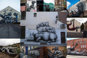Street art peter roa: fekete-fehér állatok